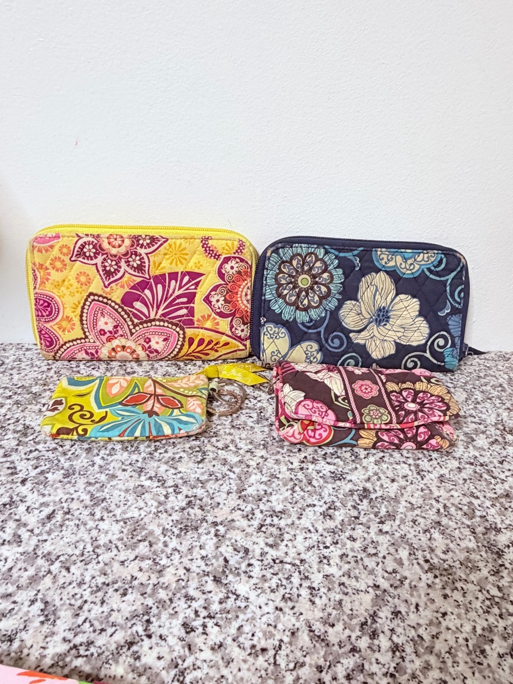 Vera Bradley Quilted Floral Wallets Pouches - Yellow, Navy, Pink, Multicolor